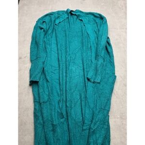 Free People Teal Green Ribbed Knit Long Open Cardigan Sweater Size S